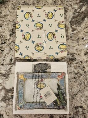 Blue Sky Blue and Gold Ceramic Animal Accent Picture Frame
